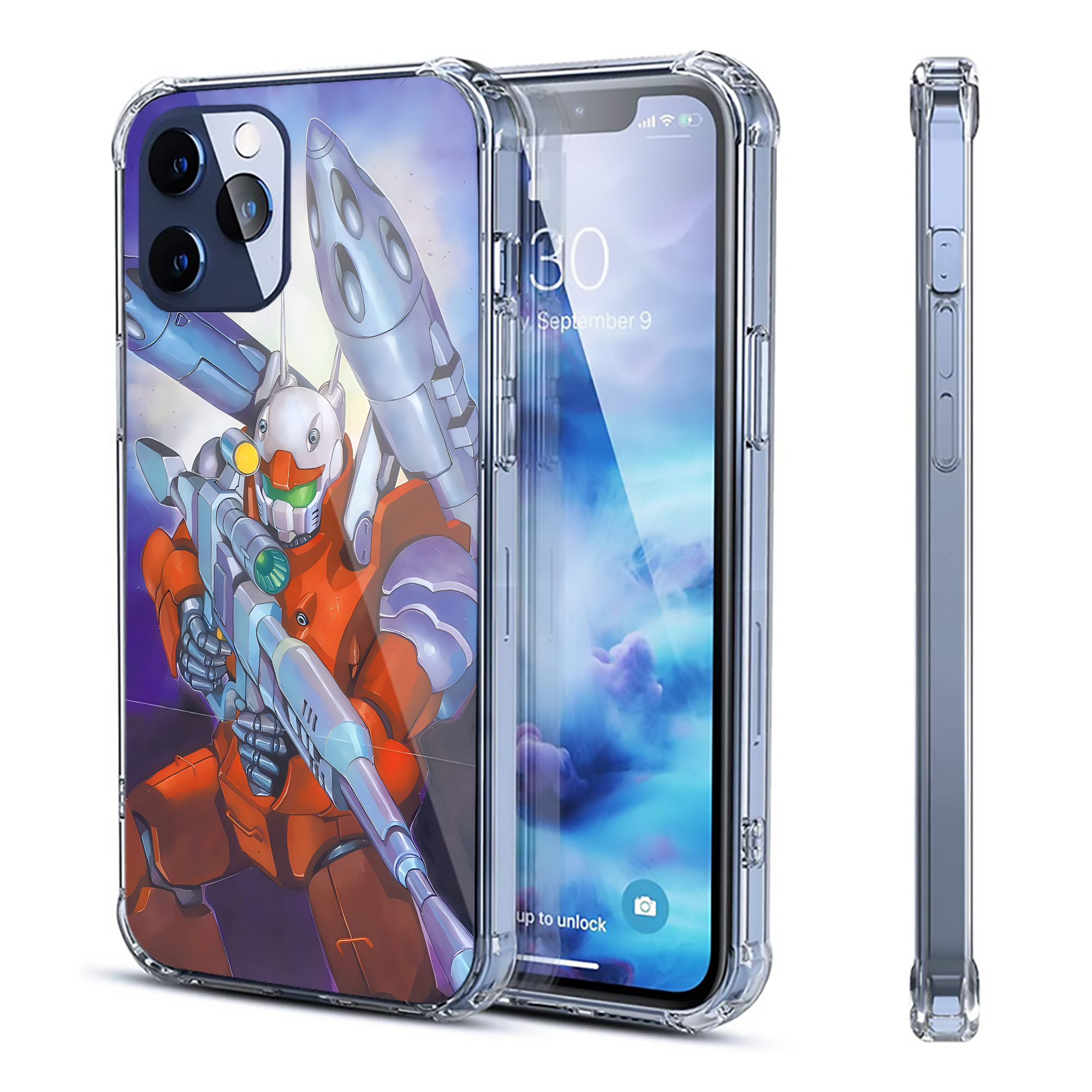 （画像用） 機動戦士ガンダム Mobile Suit Gundam 【iPhone 12シリーズ対応】透明スマホケース（クリアソフトケース）